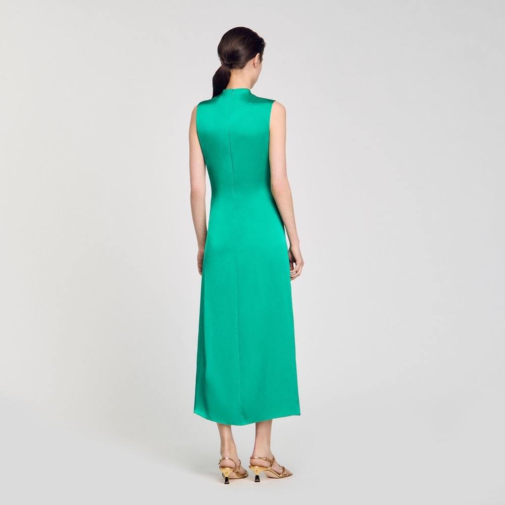 Sandro DRAPED SATIN-EFFECT DRESS - Picture 4 of 7